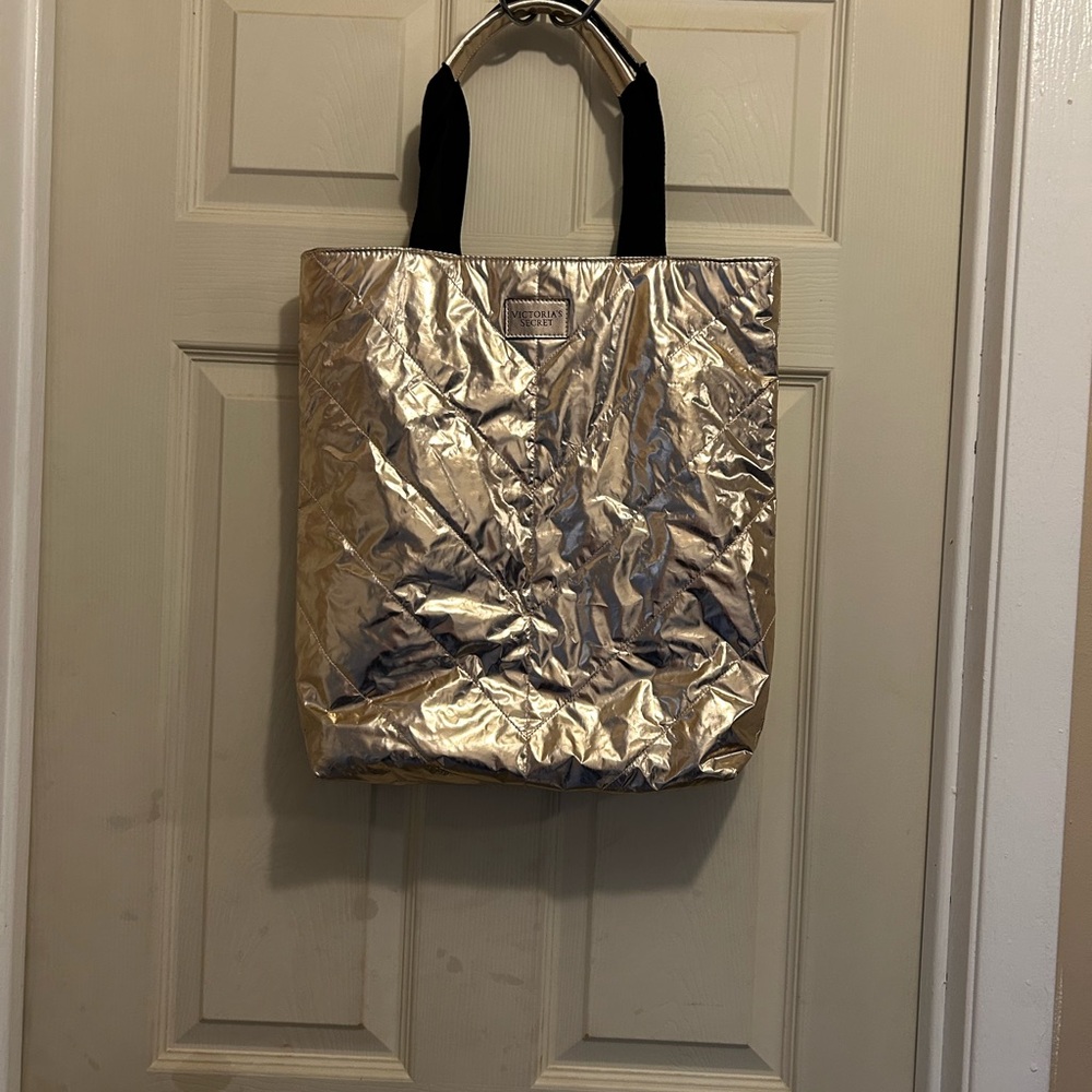Victoria’s Secret large metallic gold puffer tote